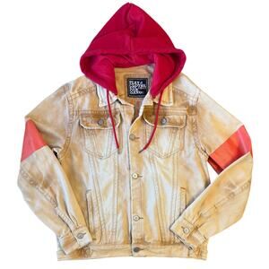 VTG Play Cloths Trucker Jacket Embroidered Cotton Hood Utility Y2K Tan Men’s XL